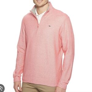 Vineyard Vines Salwater Pima Cotton Pink Quarter-Zip Pullover